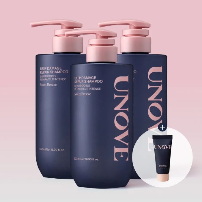 UNOVE Deep Damage Repair Protein Shampoo 3-Bottle Set (500gX3)