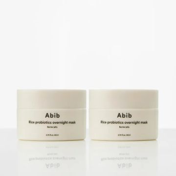 Abib Rice Probiotics Overnight Mask Barrier Jelly 80 مل، طقم من قطعتين