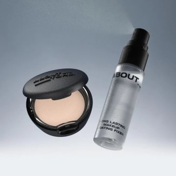 ABOUT_TONE Blur Powder Pact 9g + Long Lasting Makeup Coating Fixer 30ml Conjunto de 2 Peças
