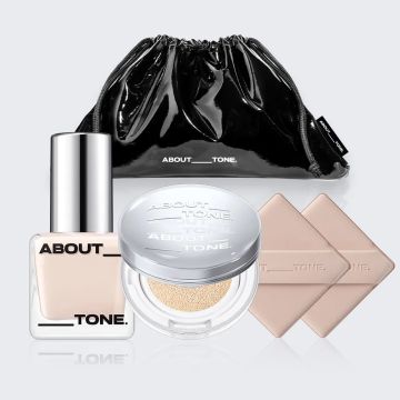 ABOUT_TONE Skin Layer Fit Cushion 14g + Skin Layer Fit Foundation 30ml Conjunto de 2 peças
