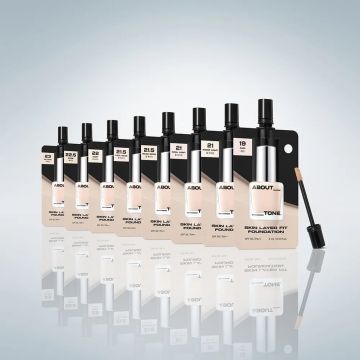 Mini base de maquillaje en bolsita con boquilla Skin Layer Fit de ABOUT_TONE, 3 ml (set de 8 piezas)