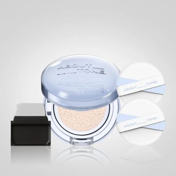ABOUT_TONE Water Layer Fit Cushion 14g (SPF50+ PA++++) + Conjunto de espátula Flip & Fit (+ 2 esponjas)