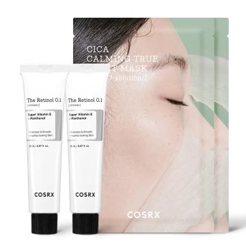 COSRX The Retinol 0.1 Cream 20ml Duo + Cica Mask Sheet 2-Piece Set