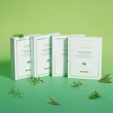 d'Alba Vegan Tea Tree Cica Calming ماسك ورقي للوجه 4 علب (20 ورقة)