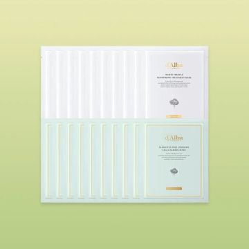 d'Alba طقم Mask Pack مكون من نوعين (Nourishing عدد 2 علبة + Cica عدد 2 علبة، 20 قطعة)