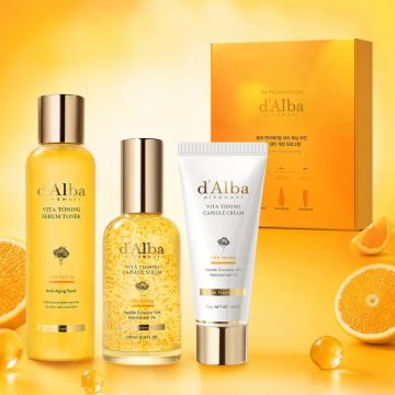 d'Alba Set Vita Toning de 3 piezas (Tónico + Sérum + Crema en tubo)