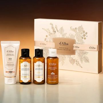 d'Alba Kit de presente de cuidados pessoais com 4 peças (Serum Cleanser 65ml+Body Cleanser 65ml+Shampoo 65ml+Treatment 50ml)