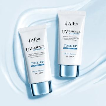 d'Alba Vegan Waterfull Blue Tone-Up Sun Cream 50 ml - Kit com 2 unidades