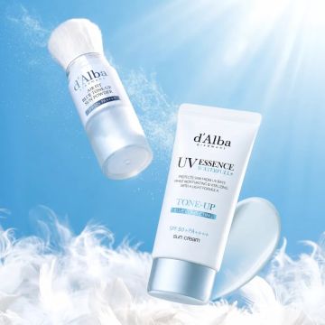 d'Alba Vegan Waterfull Tone-Up Sunscreen 50ml + No-Sebum Blue Sun Powder 5.5g Set