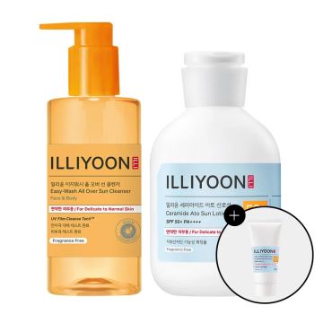 ILLIYOON Ceramide Ato Sun Lotion 180ml + Easy Wash All Over Sun Cleanser 200ml Set