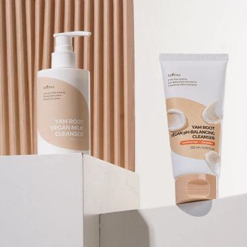 ISNTREE Yam Root Vegan Milk Cleanser 220ml + Low pH Cleanser 120ml Kit com 2 peças