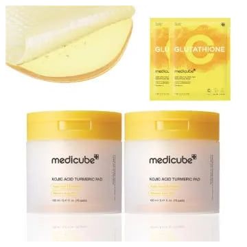 medicube Kojic Acid Turmeric Vita Toning Toner Pad 70 pads, pacote com 2