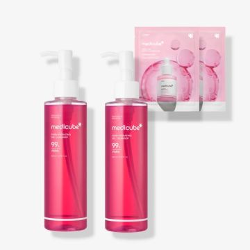 medicube PDRN Pink Gel to Foam Tone-Up Cleanser 200 ml, pack de 2