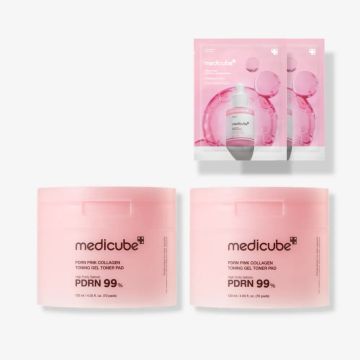 medicube PDRN Pink Collagen Toning Gel Toner Pad وسادات تونر جل 70 قطعة عبوة من قطعتين