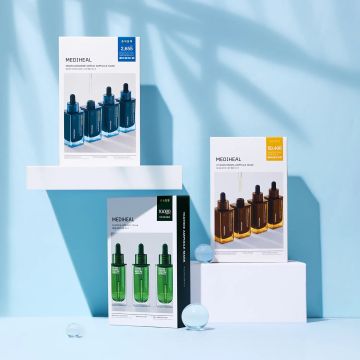 MEDIHEAL Best Ampoule Sheet Mask 3-Type Set (30 Sheets / Tea Tree + Madecassoside + Vita)