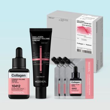 MEDIHEAL Collagen X Retinol Skincare 2-Piece Set (Serum 40ml + Cream 50ml + Serum 10ml x 3)