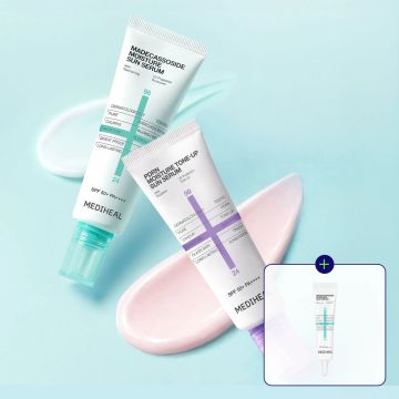 MEDIHEAL Madecassoside PDRN Tone-Up Moisture Sun Serum SPF 50+ 50ml 1+1