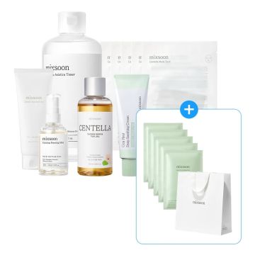 mixsoon Centella 积雪草热销6件套 (Cleansing Foam 洁面乳 150ml + Toner 爽肤水 300ml + Essence 精华 100ml + Mask 面膜 5片 + Mist 喷雾 50ml + Soothing Cream 舒缓面霜 50ml)