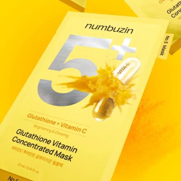 numbuzin No.5 Vitamin C Spraying Glutathione Film Masque Tissu 10 Feuilles