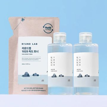 Round Lab 1025 Dokdo Toner 200ml 2-Pack + 200ml Refill Pouch