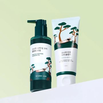 Round Lab Pine Tree Cica Deep Pore Cleansing Oil 200ml + Cleanser 150ml 2-Piece Set
