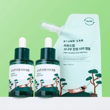 Round Lab Pine Calming Cica Ampoule 30ml Duo + 30ml Refill Pouch