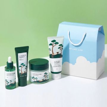 Round Lab Pine Calming Cica 4-Piece Set (Ampoule 50ml + Cream Plus 60ml + Pad 50 sheets + Cleanser 150ml)