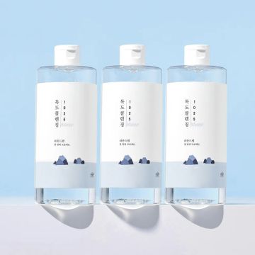 Round Lab 1025 Dokdo Cleansing Water 400ml Kit com 3 Unidades