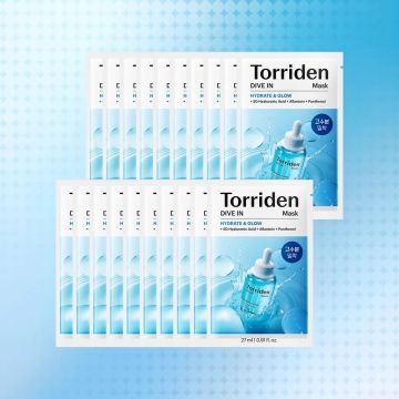 Torriden DIVE-IN Low Molecular Hyaluronic Acid Mask 10 Sheets, 2-Pack