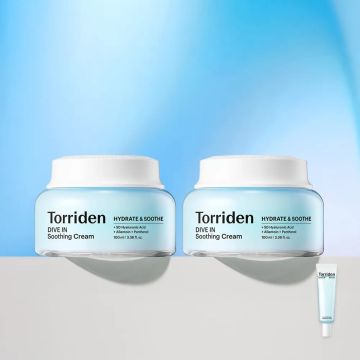 Torriden DIVE-IN Low Molecular Hyaluronic Acid Soothing Cream (Jar) 100ml Duo + DIVE-IN Serum 20ml Gift Set