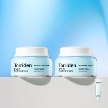 Torriden DIVE-IN Low Molecular Hyaluronic Acid Soothing Cream (Jar) 100ml Duo + DIVE-IN Serum 20ml Gift Set