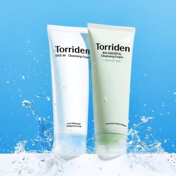 Torriden DIVE-IN Low Molecular Hyaluronic Acid Cleansing Foam 150ml + BALANCEFUL Cica Calming Cleansing Foam 150ml Set