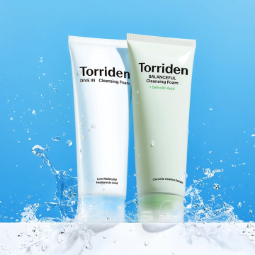 Torriden DIVE-IN Low Molecular Hyaluronic Acid Cleansing Foam 150ml + BALANCEFUL Cica Calming Cleansing Foam 150ml Set