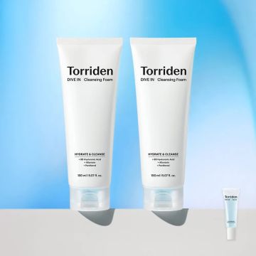 Torriden DIVE-IN Low Molecular Hyaluronic Acid Cleansing Foam 150ml Duo Set (+Free DIVE-IN Serum 10ml)
