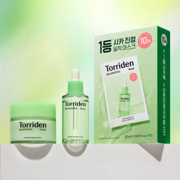 Torriden Balanceful Soothing Care 3-Piece Set (Serum 50ml + Cream 80ml + Mask Sheet 10 Sheets)