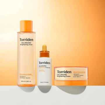 Kit de 3 peças Torriden Cellmazing Vita C Brightening (Tônico 200ml + Ampoule 30ml + Creme 50ml)